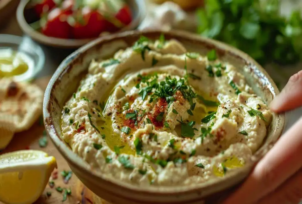 Baba ganoush recipe for this rich bowl of vegan eggplant dip with smoked paprika and organic herbs.