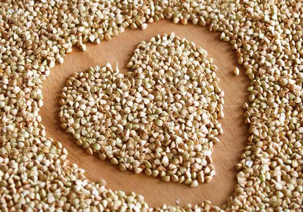 Buckwheat groats shaped into a heart. 