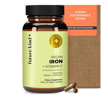 Clickable image of Future Kind Vegan Iron and vitamin C supplements. 