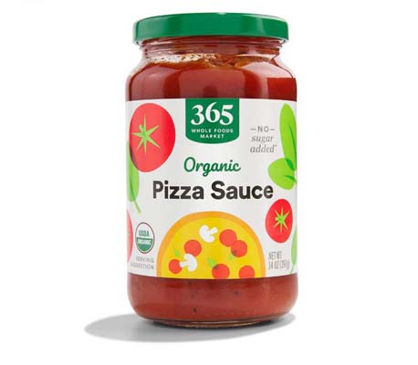 Clickable image of organic vegan Whole Foods pizza sauce in a jar. 