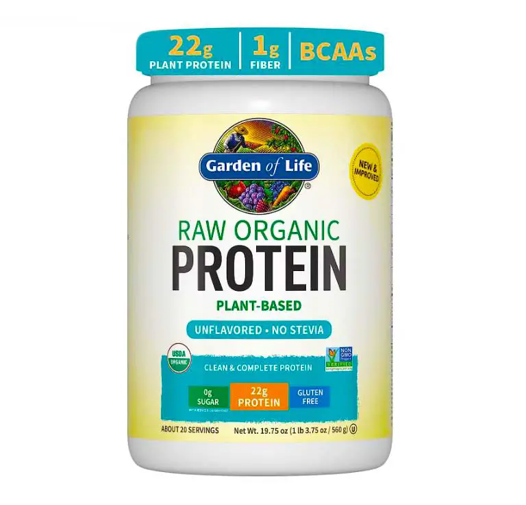 Image of Garden of Life Raw Organic plant-based protein powder. 