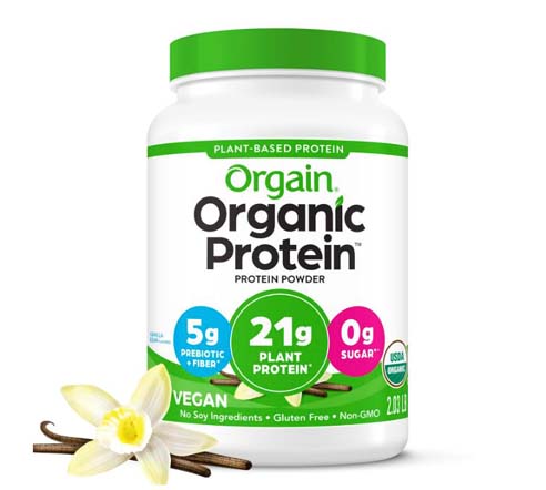 Image of Orgain organic vegan protein powder.