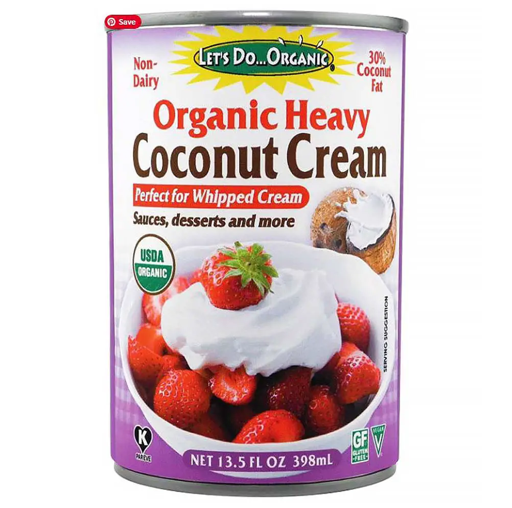 Organic heavy coconut cream for vegan whipped topping.